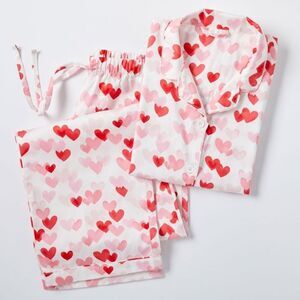 Pottery Barn Teens Heart Sateen Pajama Set L